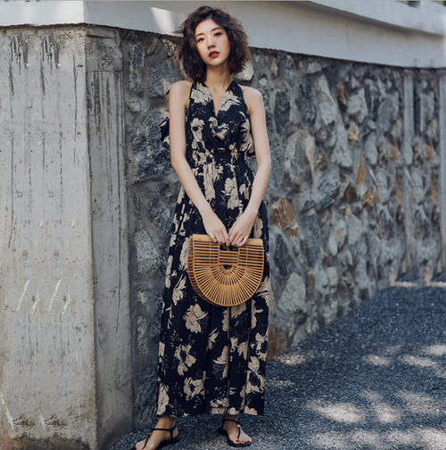 Vestido Maxi Floral com Costas Abertas